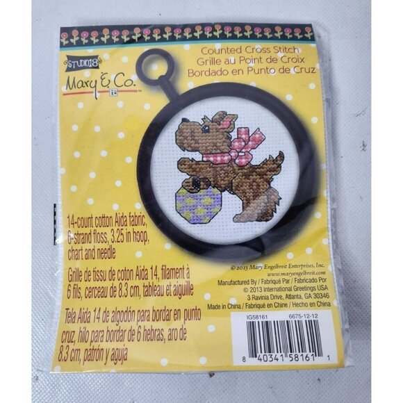 STUDIO18 Mary & Co Counted Cross Stitch Kit Scottie Dog Puppy 14 Count Set NEW - Picture 1 of 6